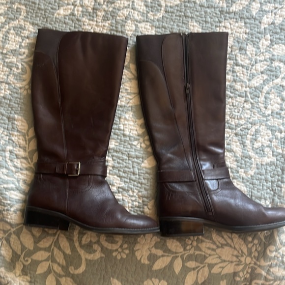 Ralph Lauren Shoes - zip up LRL Brown Leather Knee-High Boots with side buckle